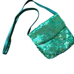 Vintage Girls LaRegale Sequin Crossbody Bag Green